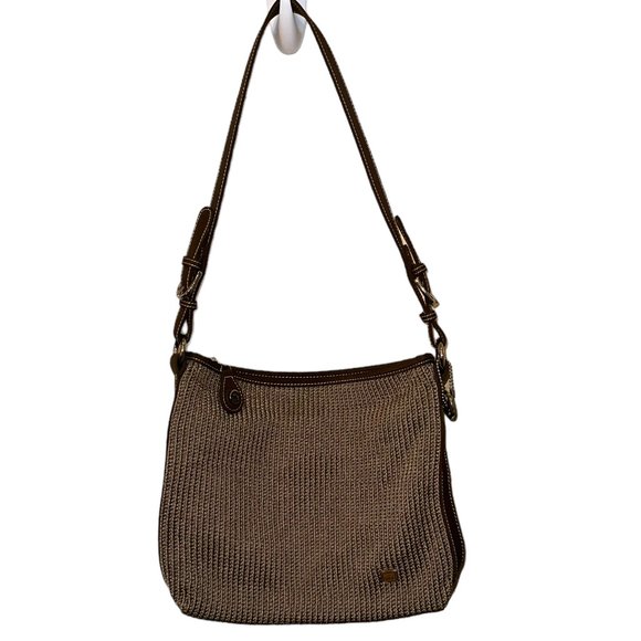 Women's The SAK Knit Khaki Shoulder Bag with Leather Strap - Picture 1 of 6